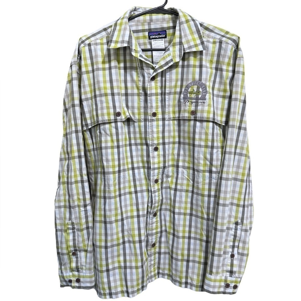 Patagonia Plaid Island Hopper Long Sleeve Button Down Size Large